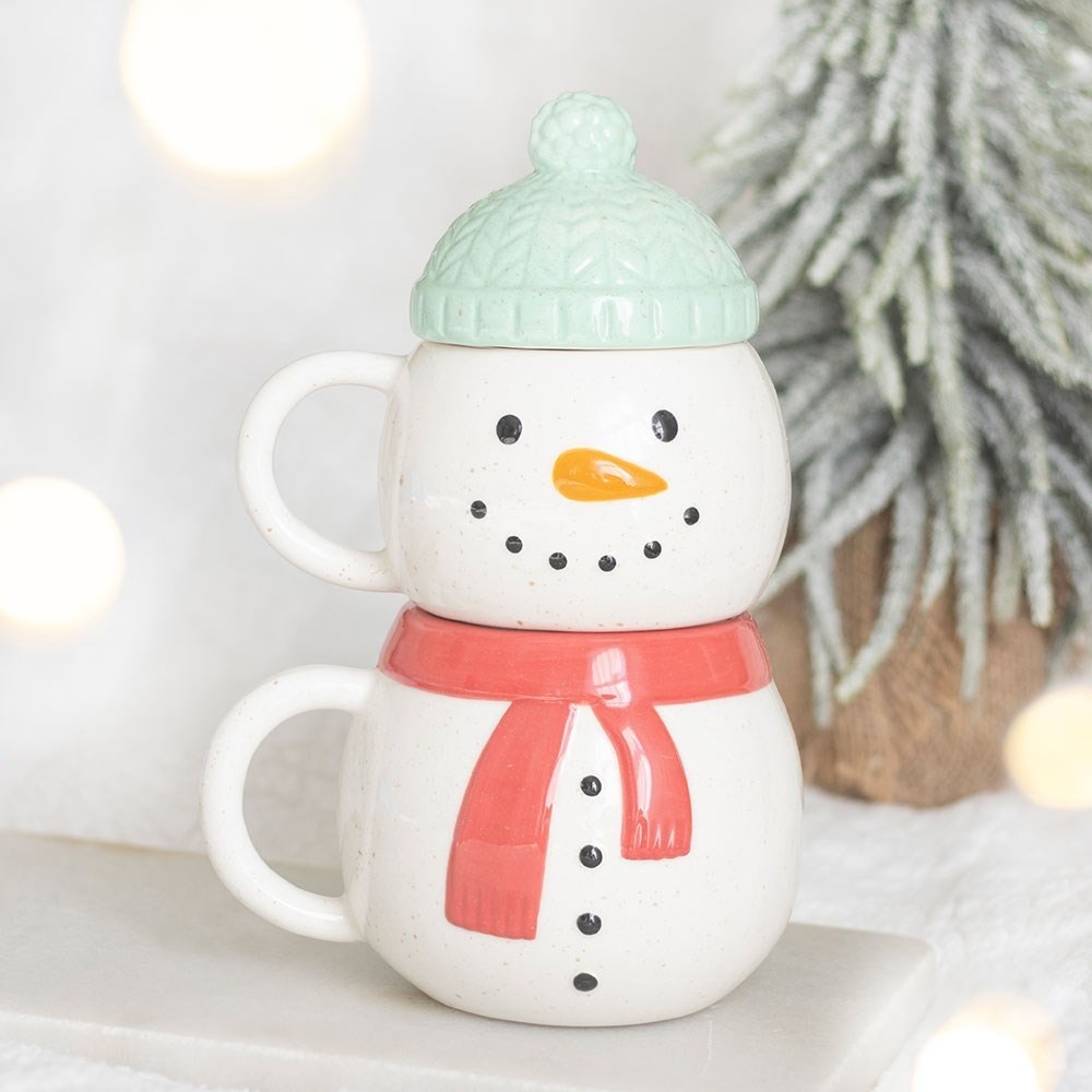 Something Different - Set of 2 Winter Snowman Stacking Mok/beker - Multicolours